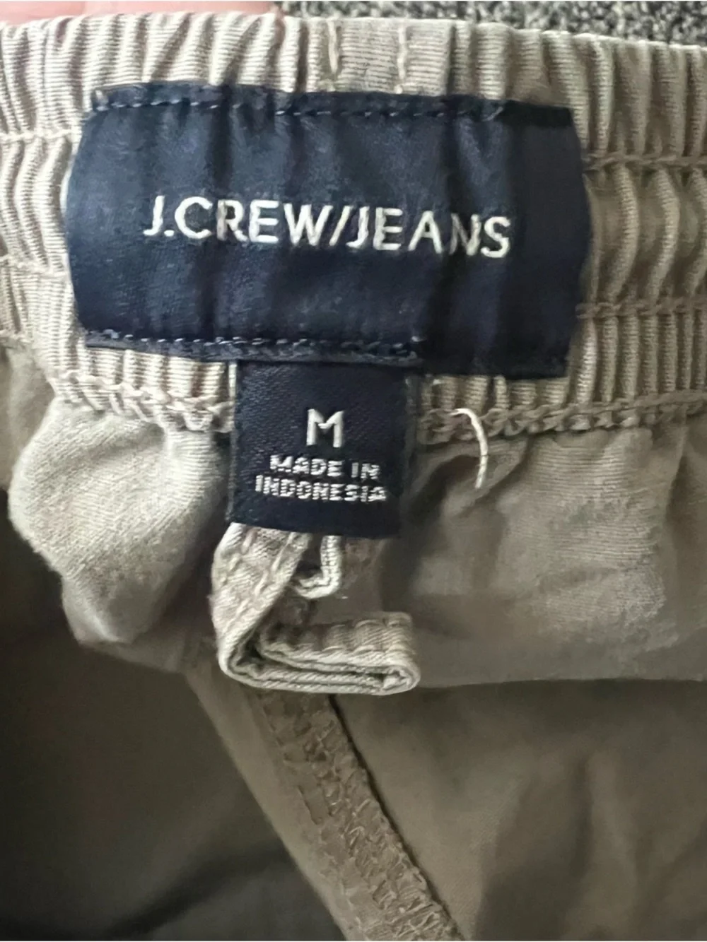 J. Crew Khaki Casual Drawstring Shorts with Navy Trim